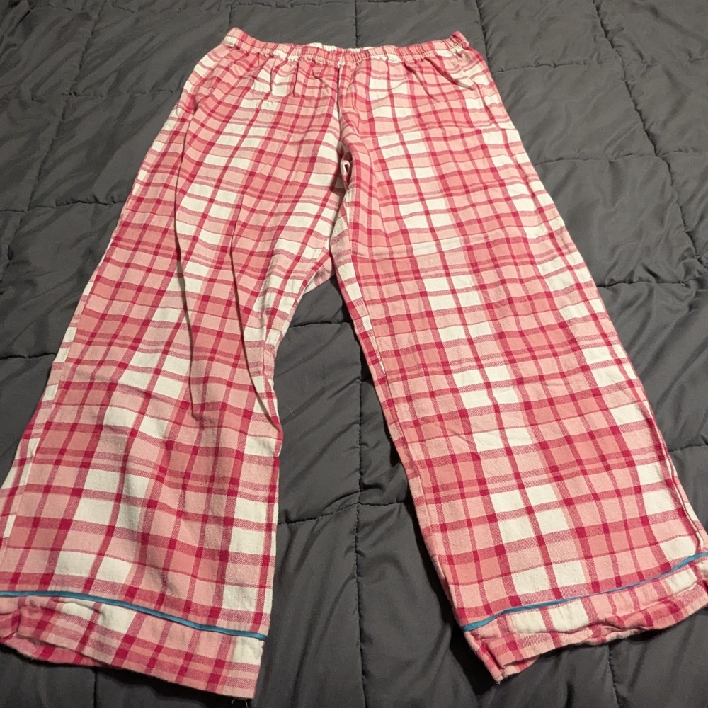 NEW DIRECTIONS Womens Pink and White button down Plaid Pajama Set size XL - Picture 3 of 15